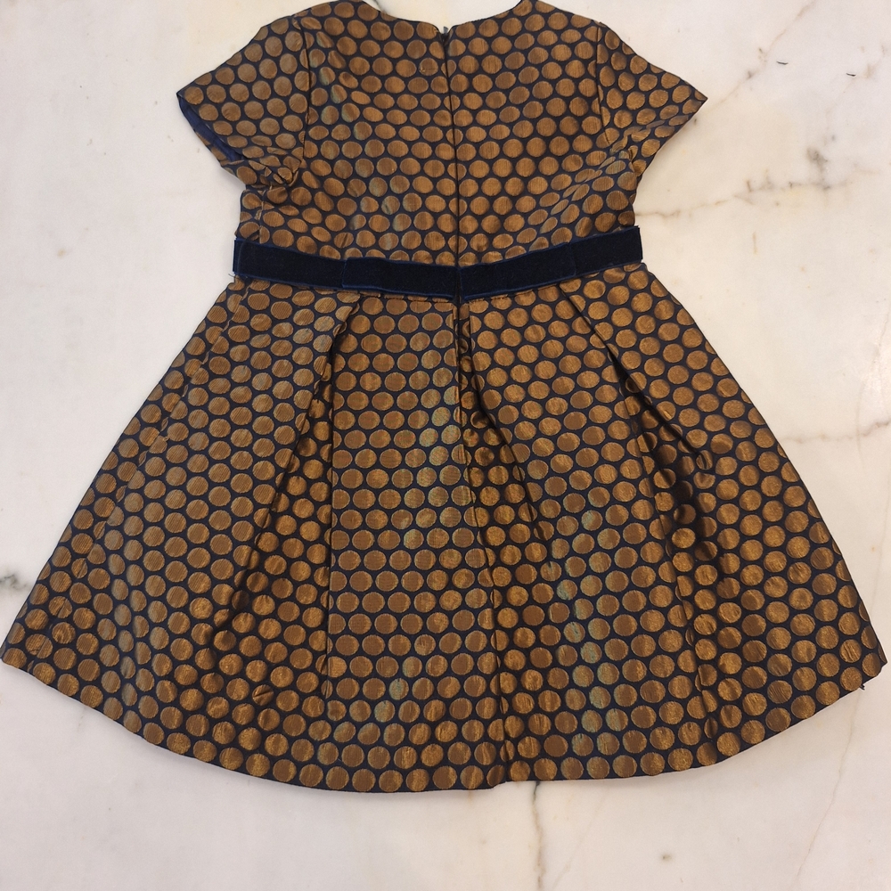 Jacadi Gold and Black Polka Dot Kids Dress